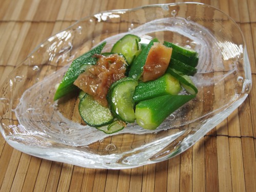 おくらときゅうりの梅かつお