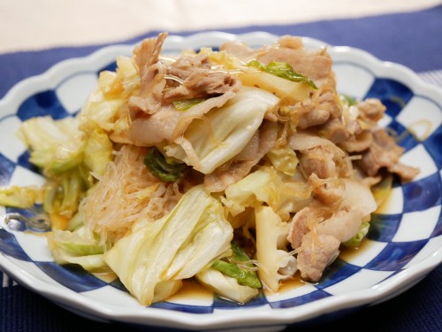 キャベツと豚肉のからし炒め