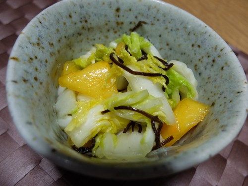 白菜と柿と塩昆布